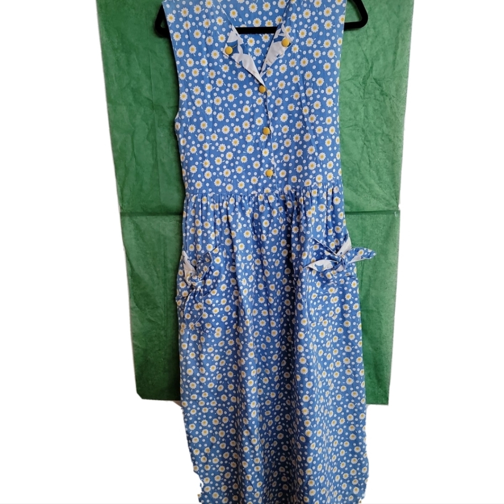 vintage kali jo daisy blue dress 70s